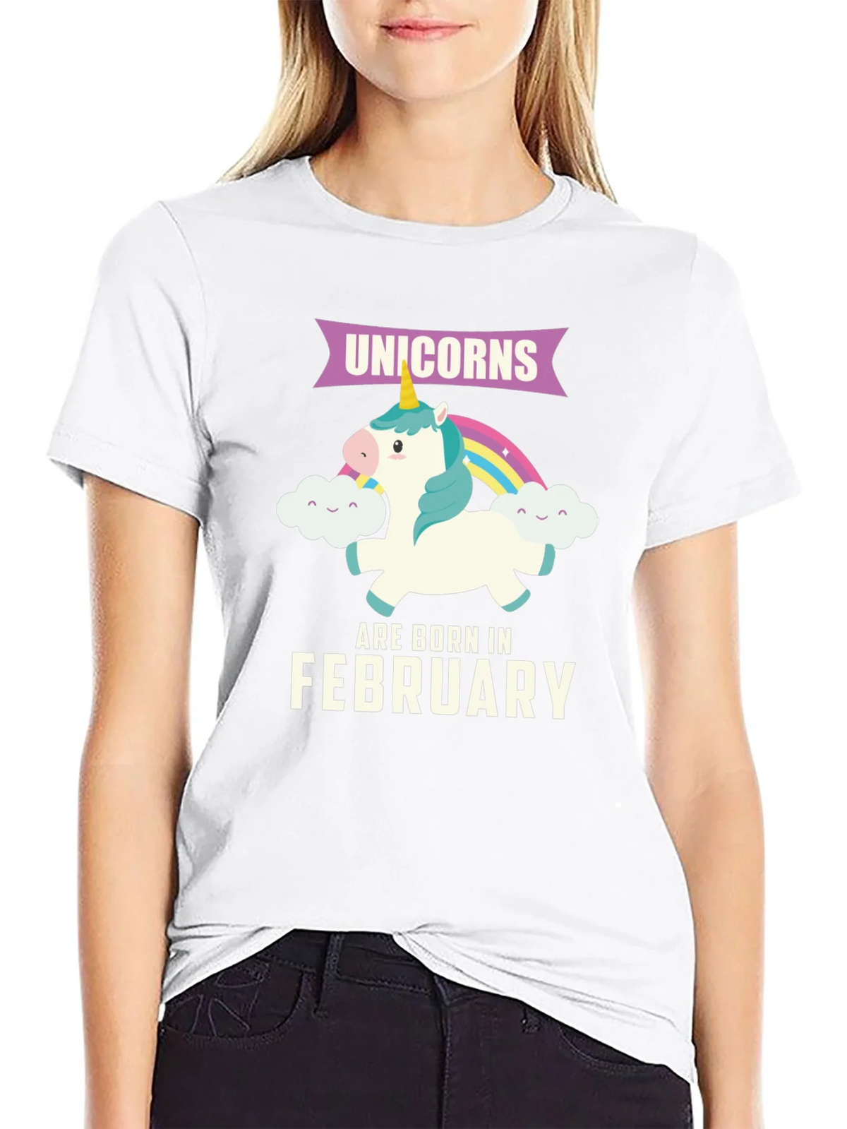 Unicorns Born in February Black T-Shirt product image 8