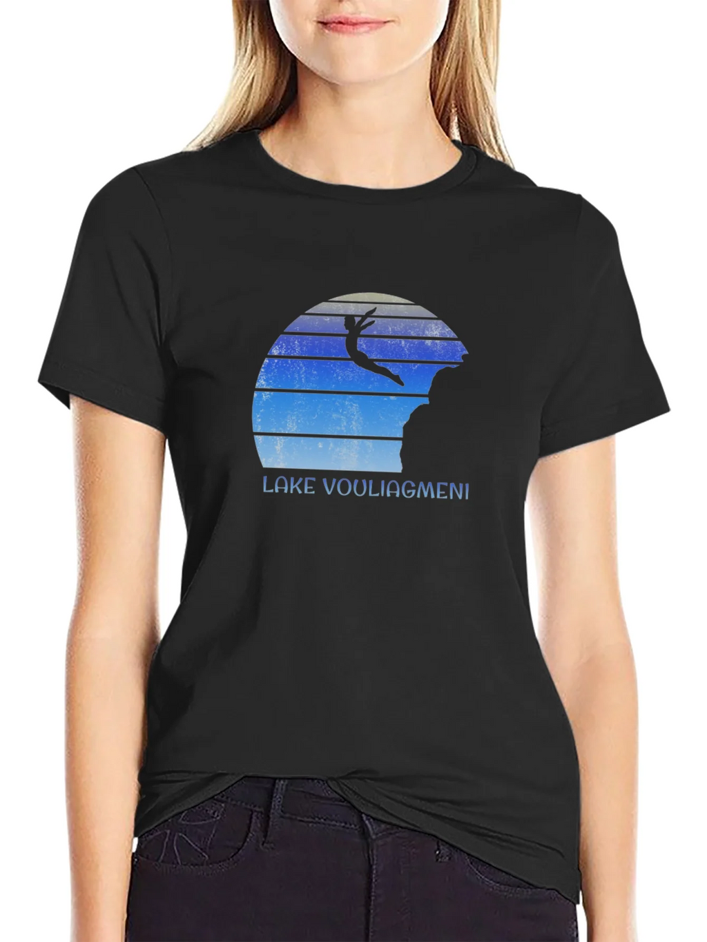 Lake Vouliagmeni Diver Black T-Shirt product image 2