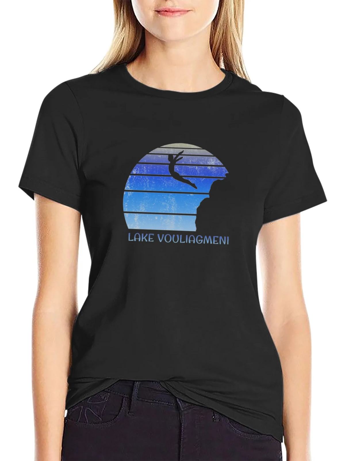 Lake Vouliagmeni Diver Black T-Shirt product image 2