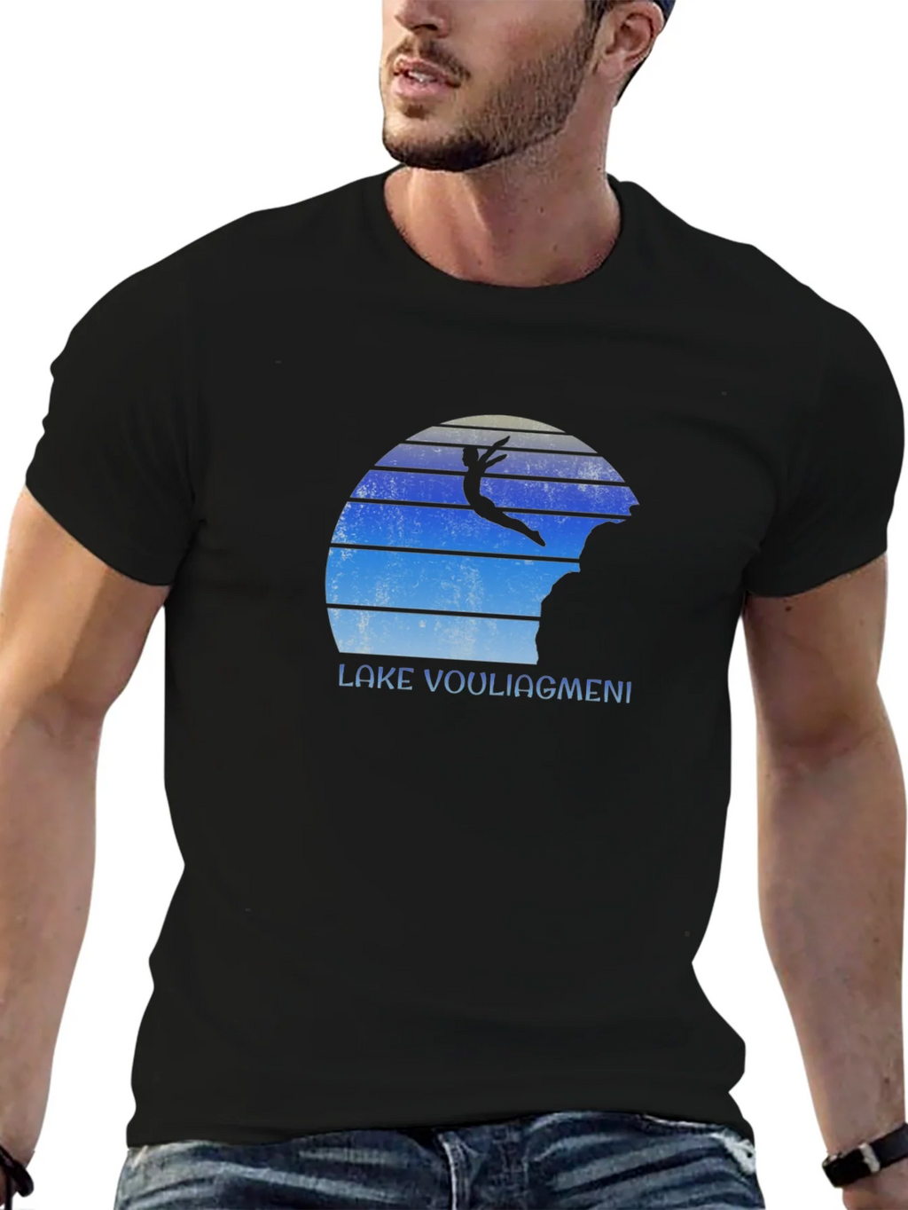 Lake Vouliagmeni Diver Black T-Shirt product image 6