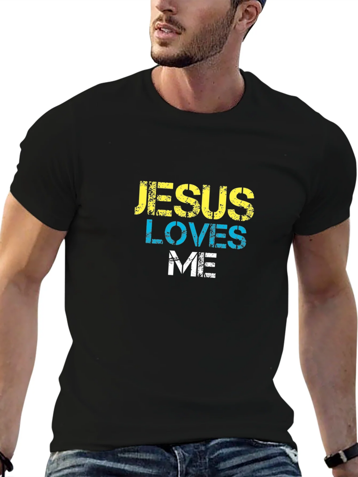 Jesus Loves Me Black T-Shirt product image 5