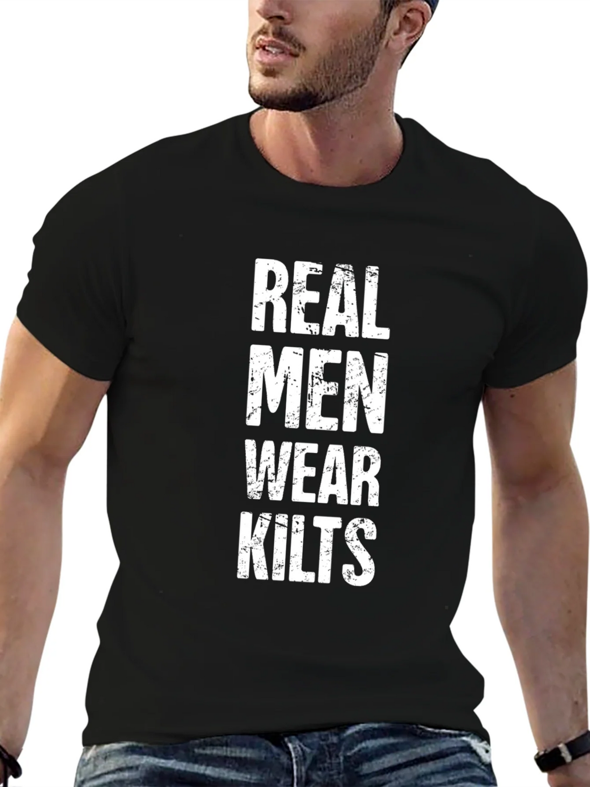 Real Men Wear Kilts Graphic T-Shirt - Black product image 6