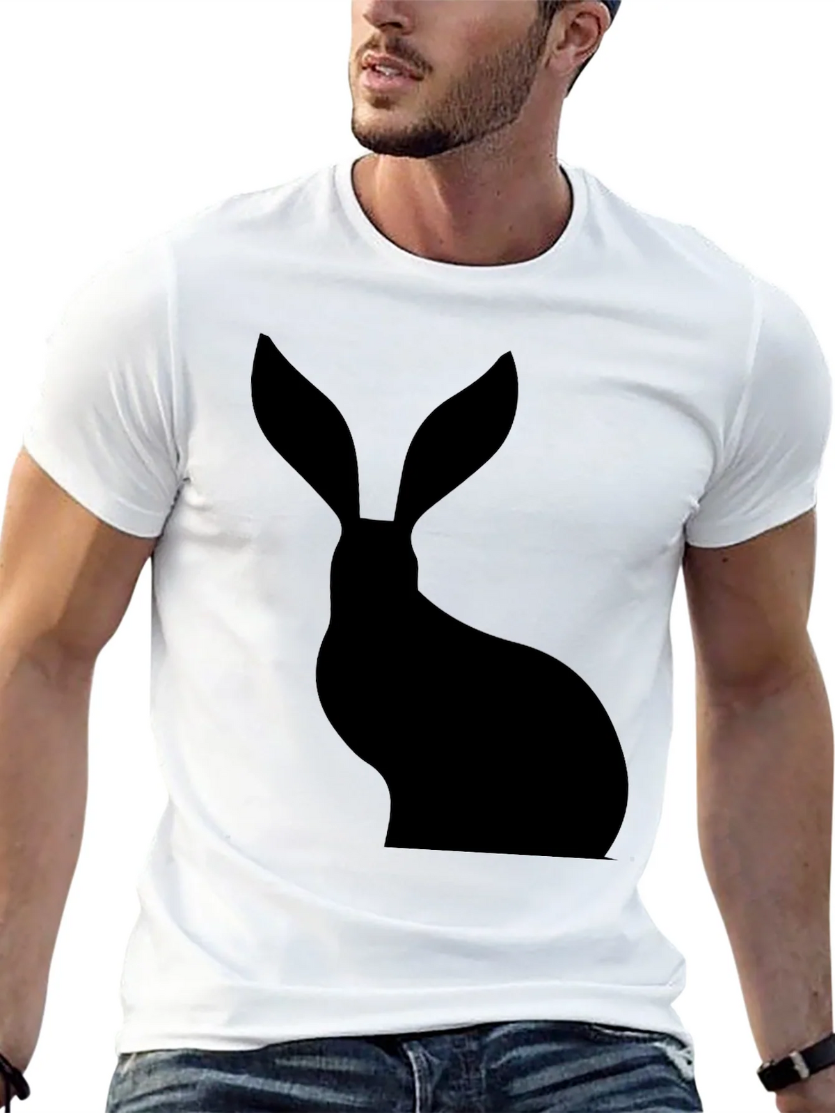Hare Silhouette Black T-Shirt product image 11