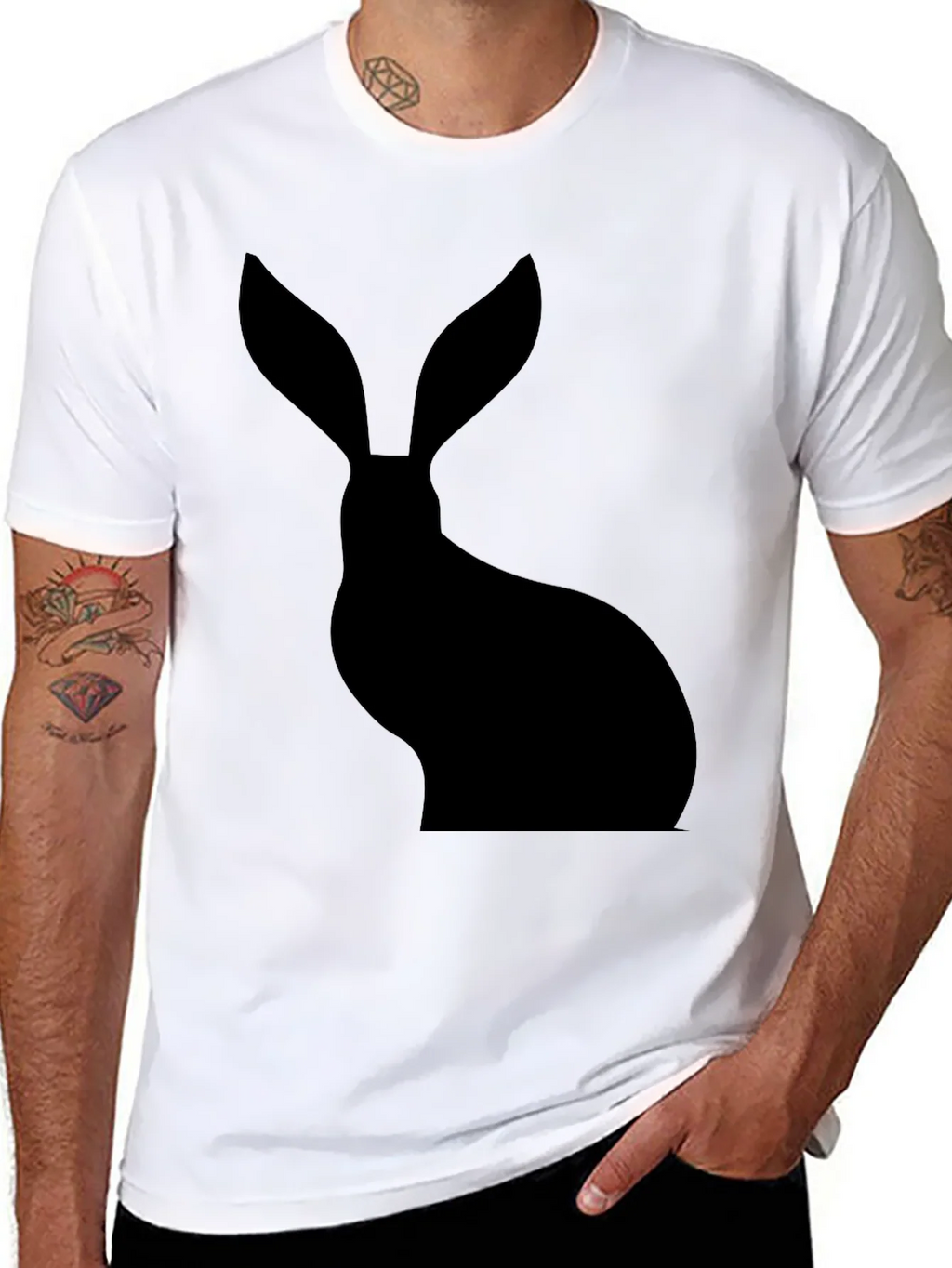 Hare Silhouette Black T-Shirt product image 6
