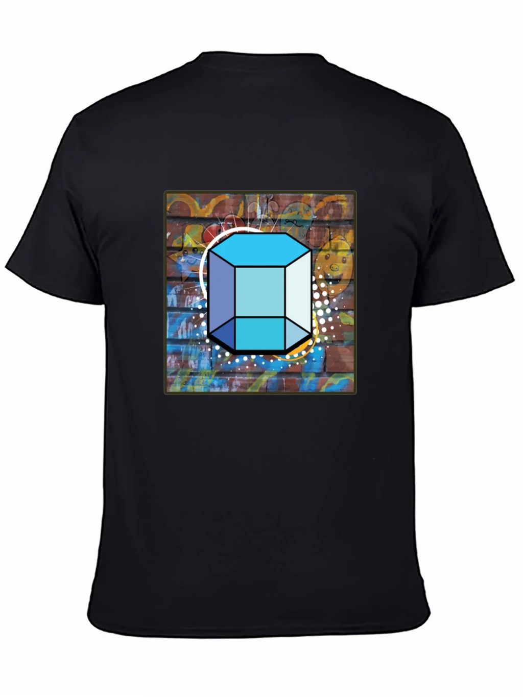 Abstract Brick Wall Cube Graphic Mens Black T-Shirt product image 4