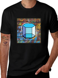 Abstract Brick Wall Cube Graphic Mens Black T-Shirt product image 1