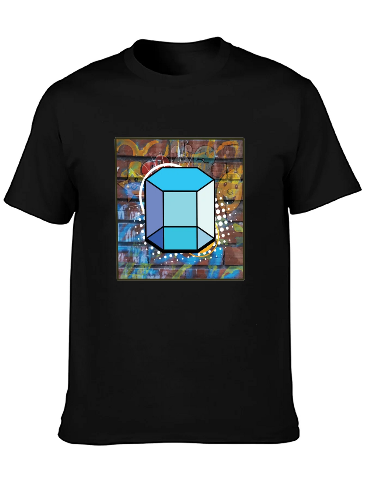 Abstract Brick Wall Cube Graphic Mens Black T-Shirt product image 3