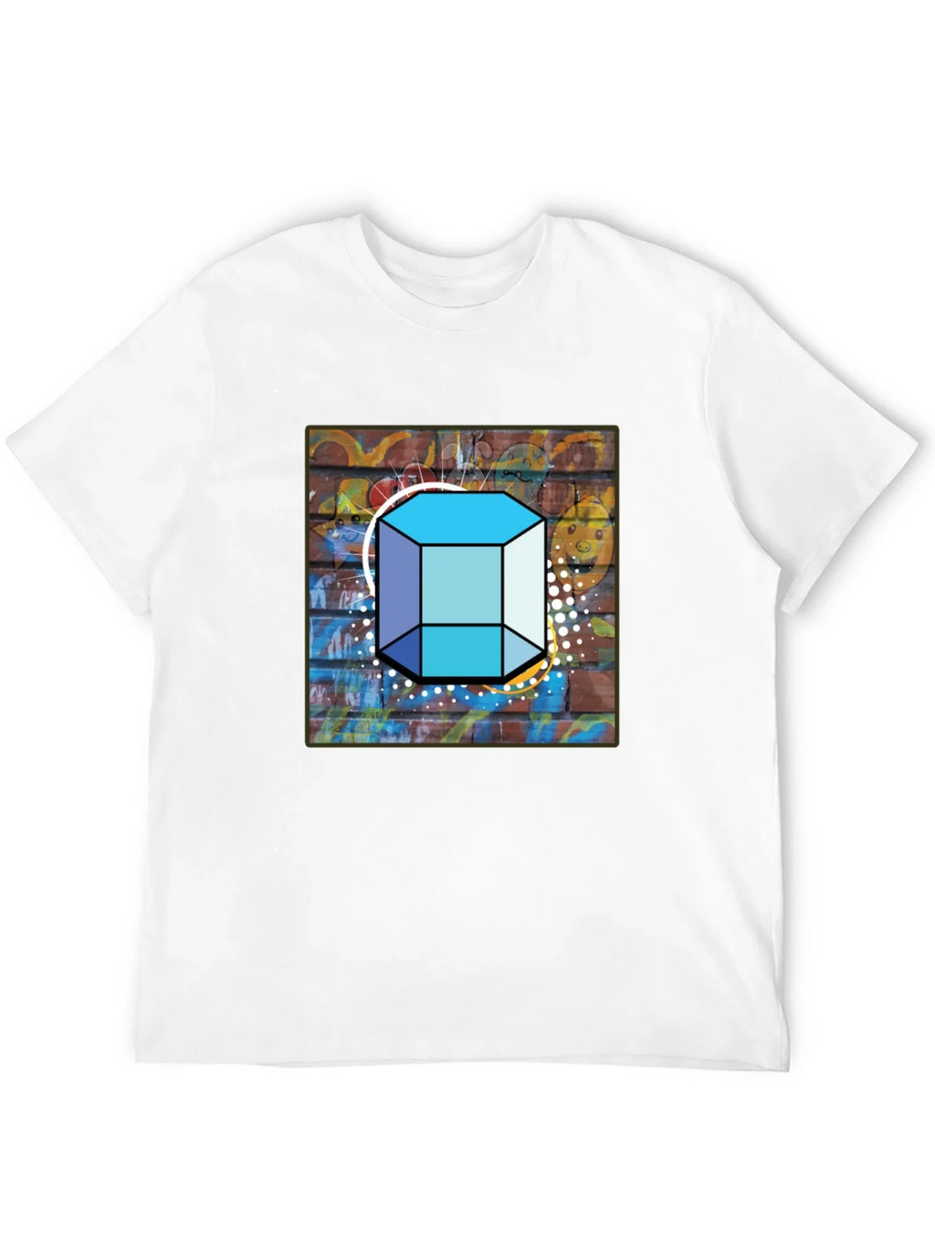 Abstract Brick Wall Cube Graphic Mens Black T-Shirt product image 11