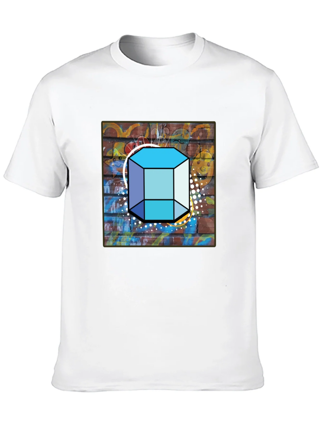 Abstract Brick Wall Cube Graphic Mens Black T-Shirt product image 9