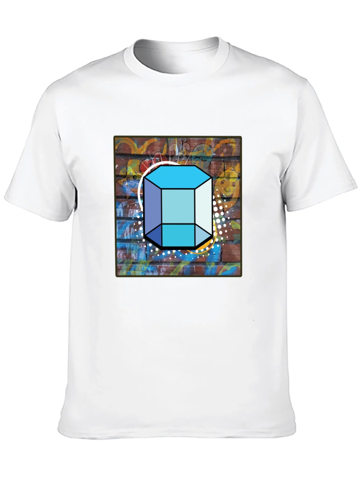 Abstract Brick Wall Cube Graphic Mens Black T-Shirt product image 9