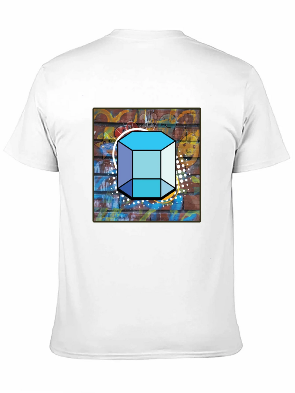 Abstract Brick Wall Cube Graphic Mens Black T-Shirt product image 10