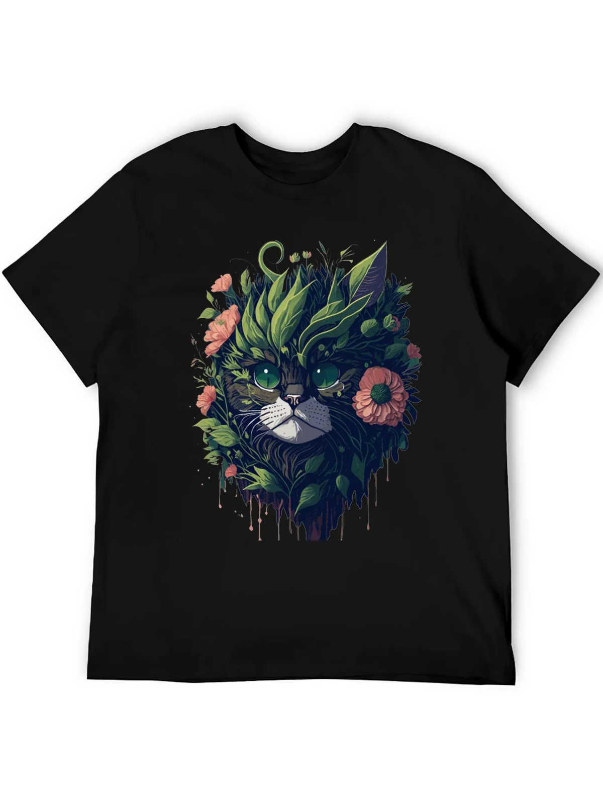 Floral Cat Graphic T-Shirt - Unique Artistic Tee product image 1