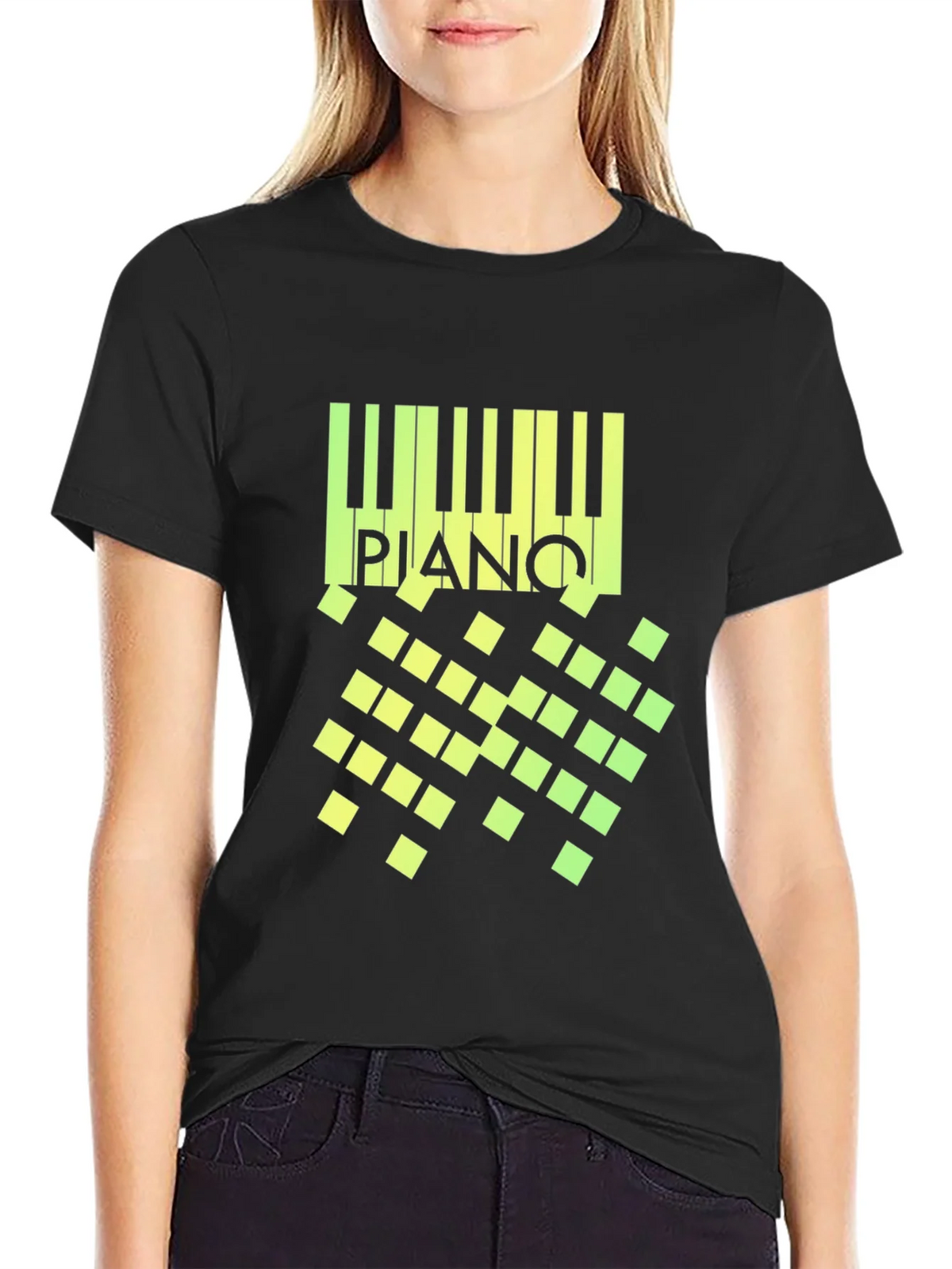 Piano Keys Graphic Black T-Shirt product image 2