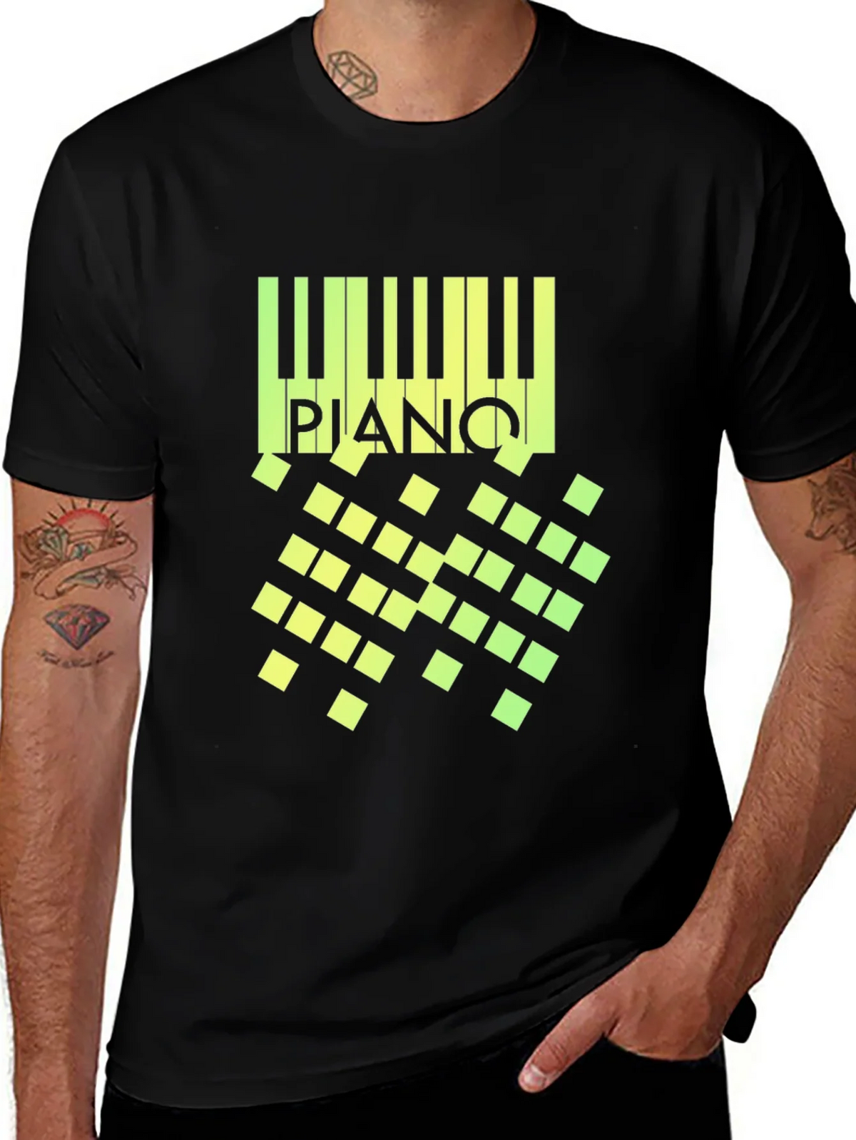 Piano Keys Graphic Black T-Shirt product image 1