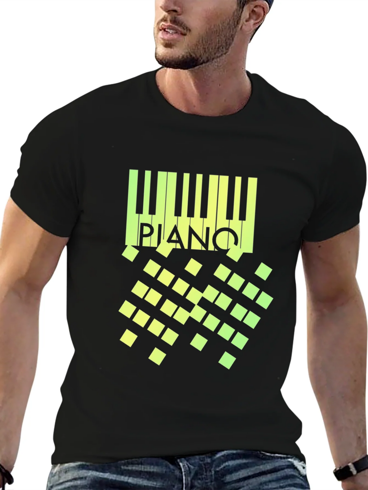 Piano Keys Graphic Black T-Shirt product image 6