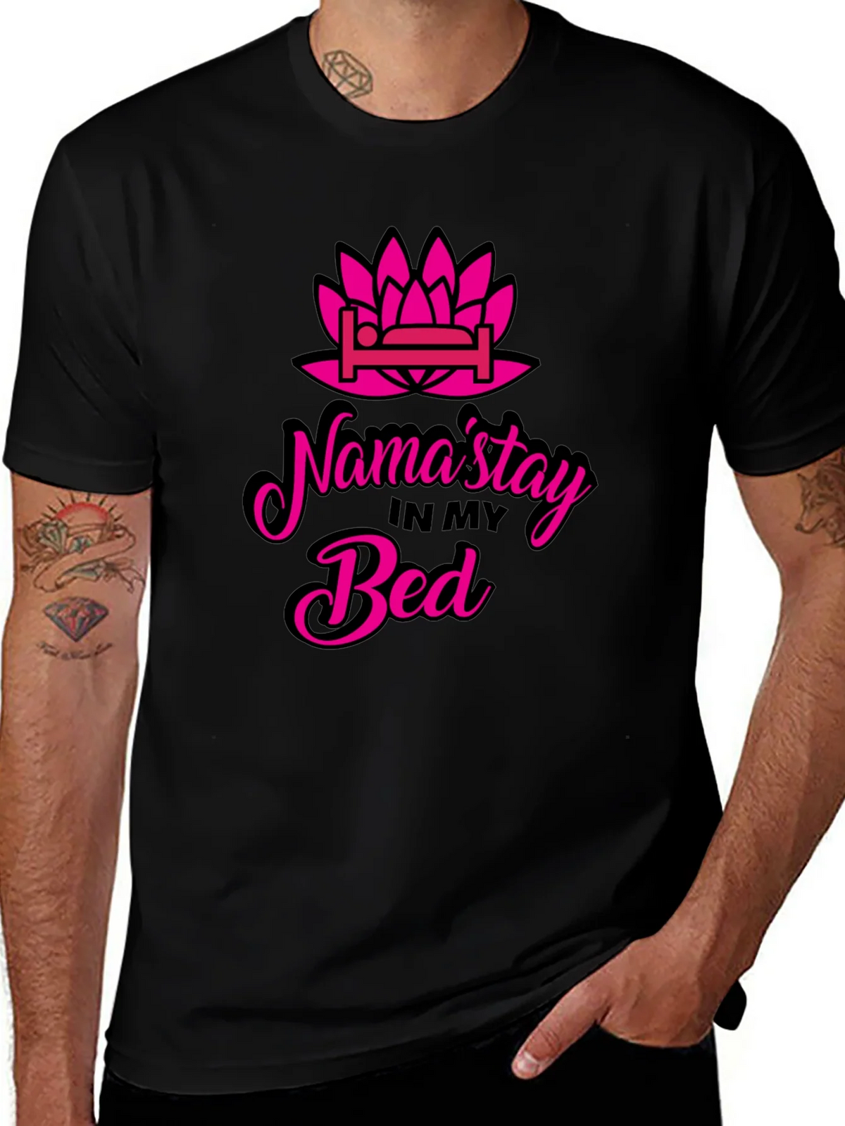 Namastay in Bed T-Shirt - Funny Yoga Slogan Tee product image 1