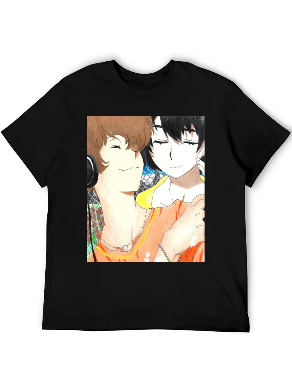 Anime Couple Graphic Tee - Soft Black Cotton product image 5