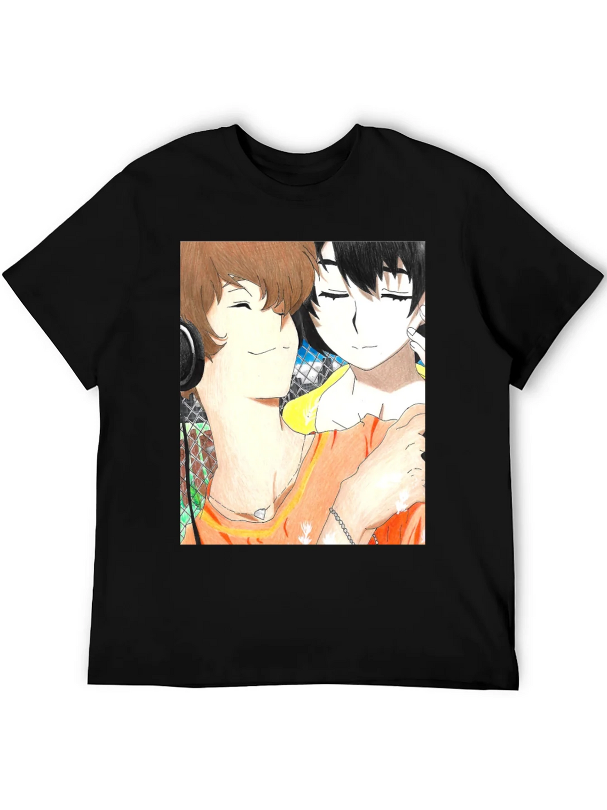 Anime Couple Graphic Tee - Soft Black Cotton product image 5