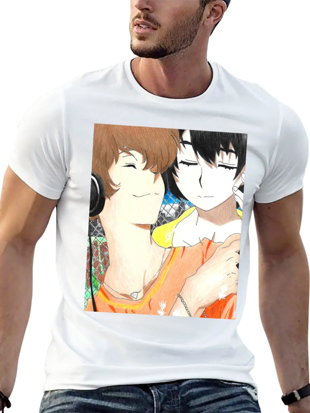 Anime Couple Graphic Tee - Soft Black Cotton product image 12