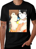 Anime Couple Graphic Tee - Soft Black Cotton product image 1