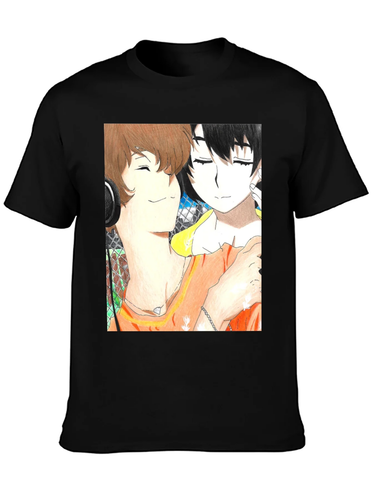 Anime Couple Graphic Tee - Soft Black Cotton product image 3