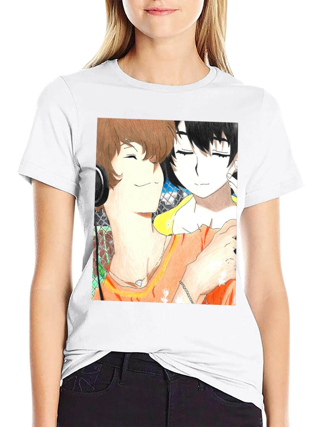 Anime Couple Graphic Tee - Soft Black Cotton product image 8