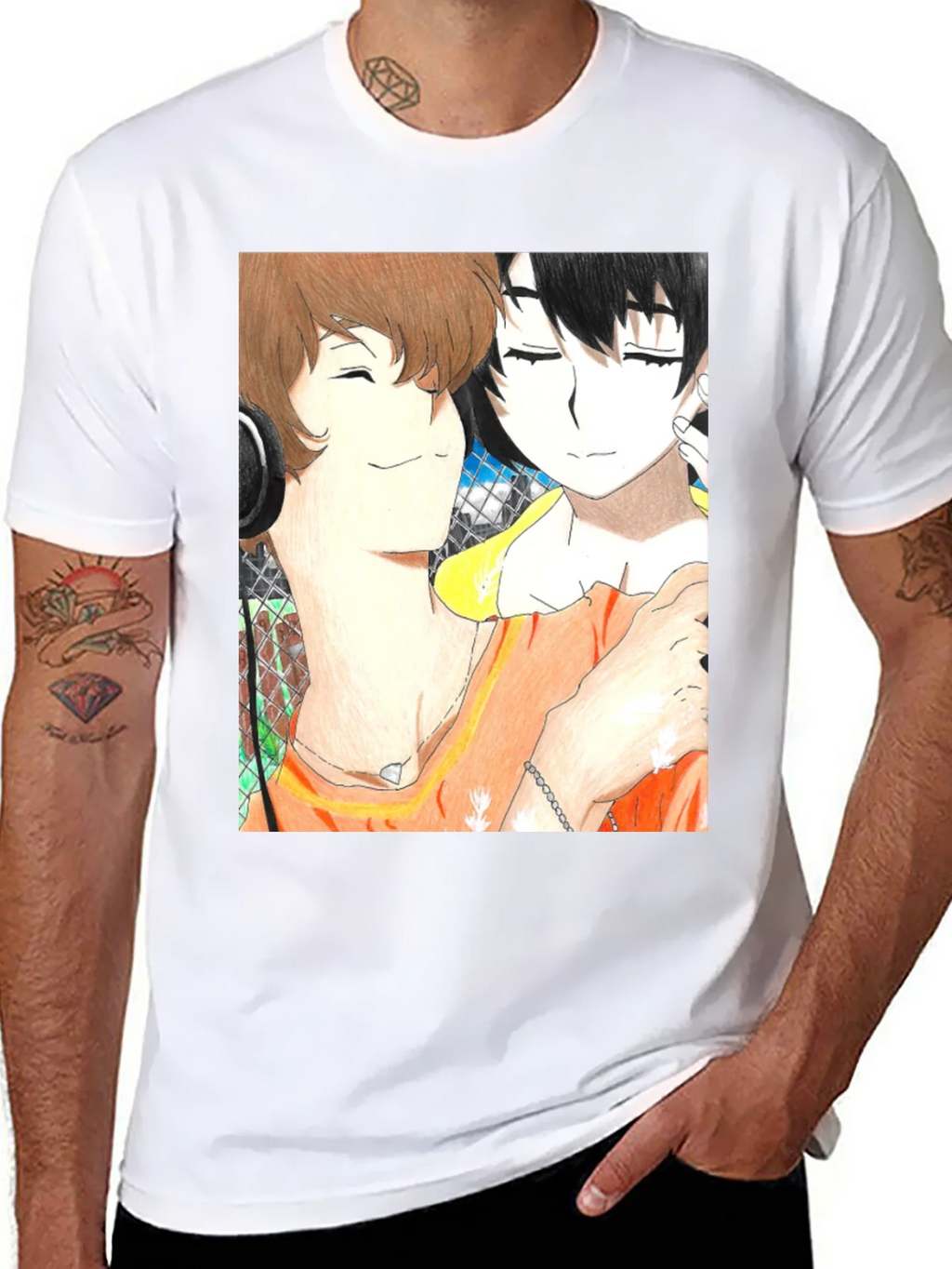 Anime Couple Graphic Tee - Soft Black Cotton product image 7
