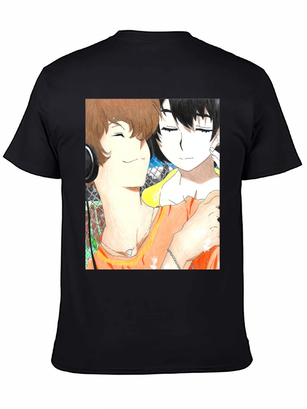 Anime Couple Graphic Tee - Soft Black Cotton product image 4