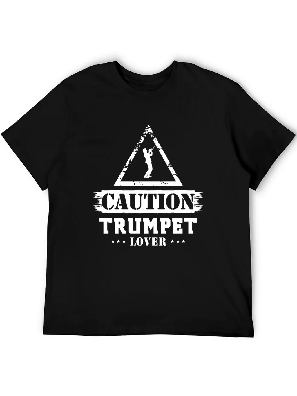 Caution Trumpet Lover Graphic T-Shirt - Black product image 5