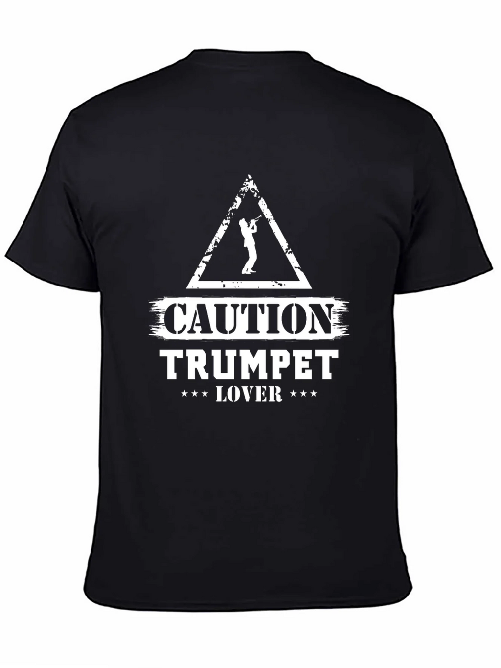 Caution Trumpet Lover Graphic T-Shirt - Black product image 4
