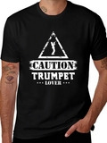 Caution Trumpet Lover Graphic T-Shirt - Black product image 1