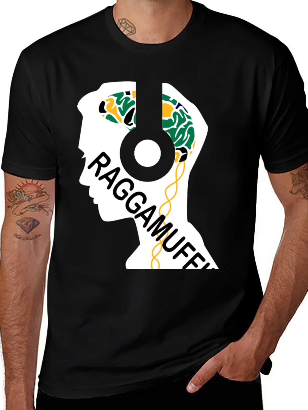Raggamuffin Headphones Graphic Tee - Cool Music Lover Shirt product image 1