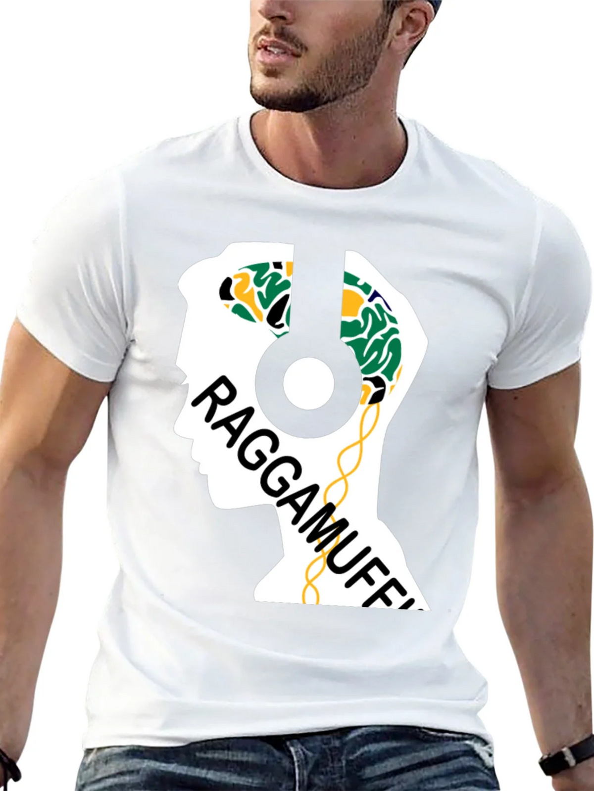 Raggamuffin Headphones Graphic Tee - Cool Music Lover Shirt product image 8