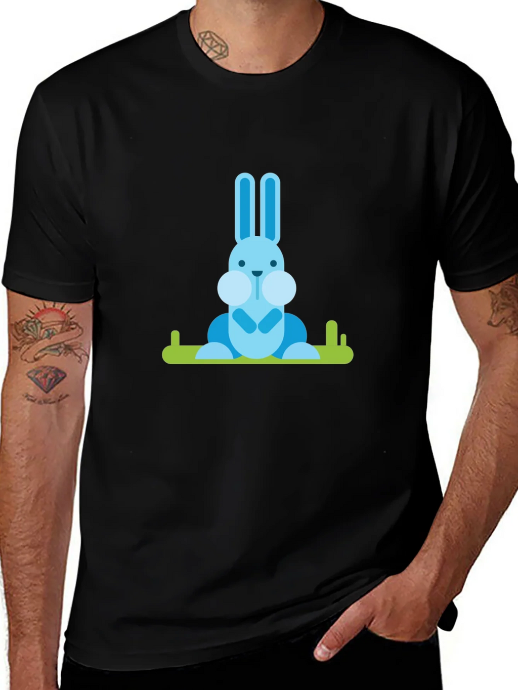 Blue Bunny Graphic Tee - Casual Black T-Shirt product image 1