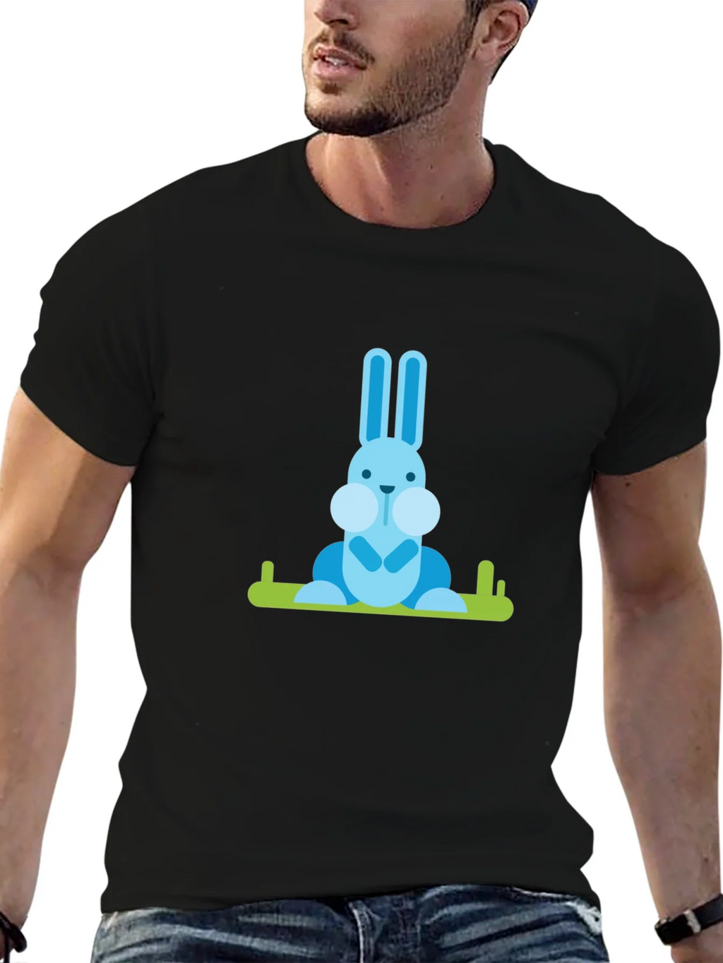Blue Bunny Graphic Tee - Casual Black T-Shirt product image 6