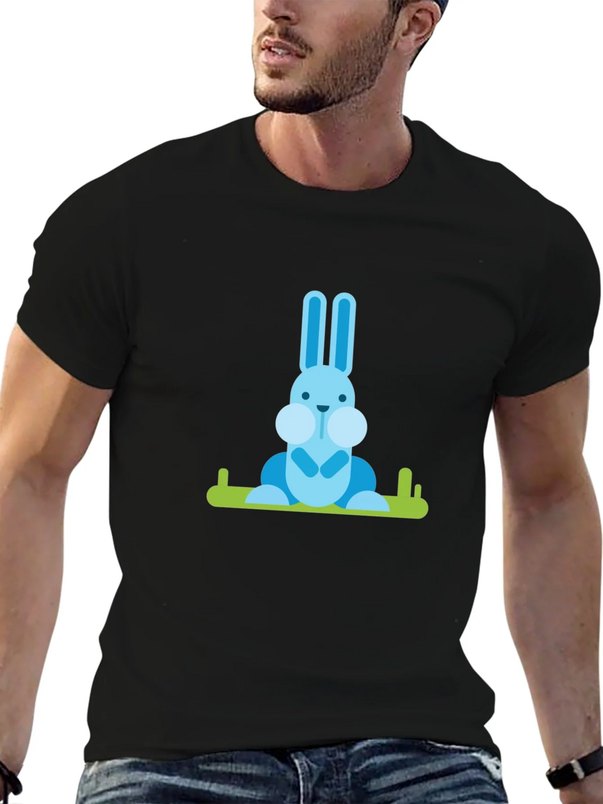 Blue Bunny Graphic Tee - Casual Black T-Shirt product image 6