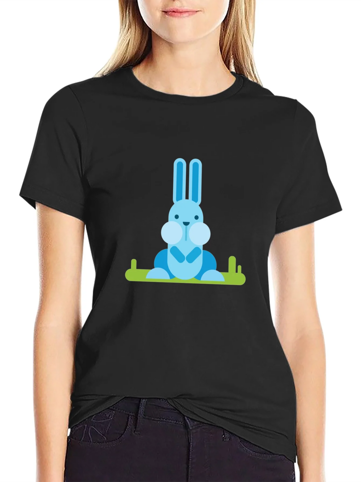 Blue Bunny Graphic Tee - Casual Black T-Shirt product image 2