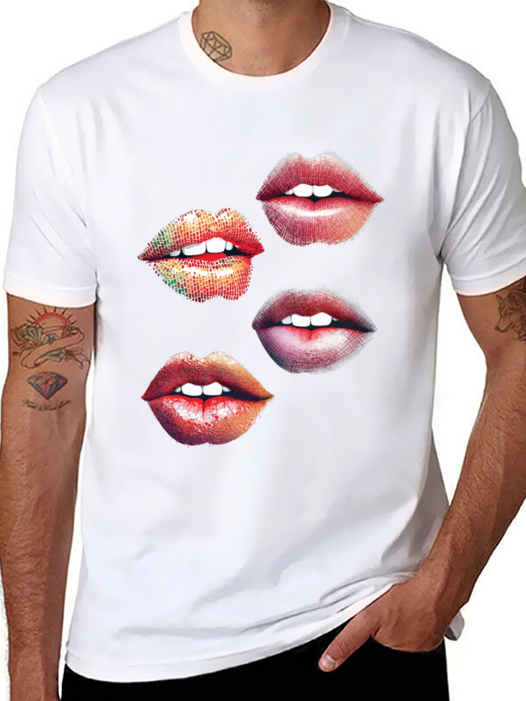 Lips Graphic Print Black T-Shirt product image 7