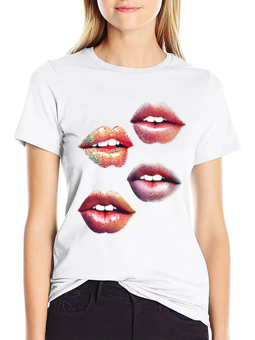 Lips Graphic Print Black T-Shirt product image 8