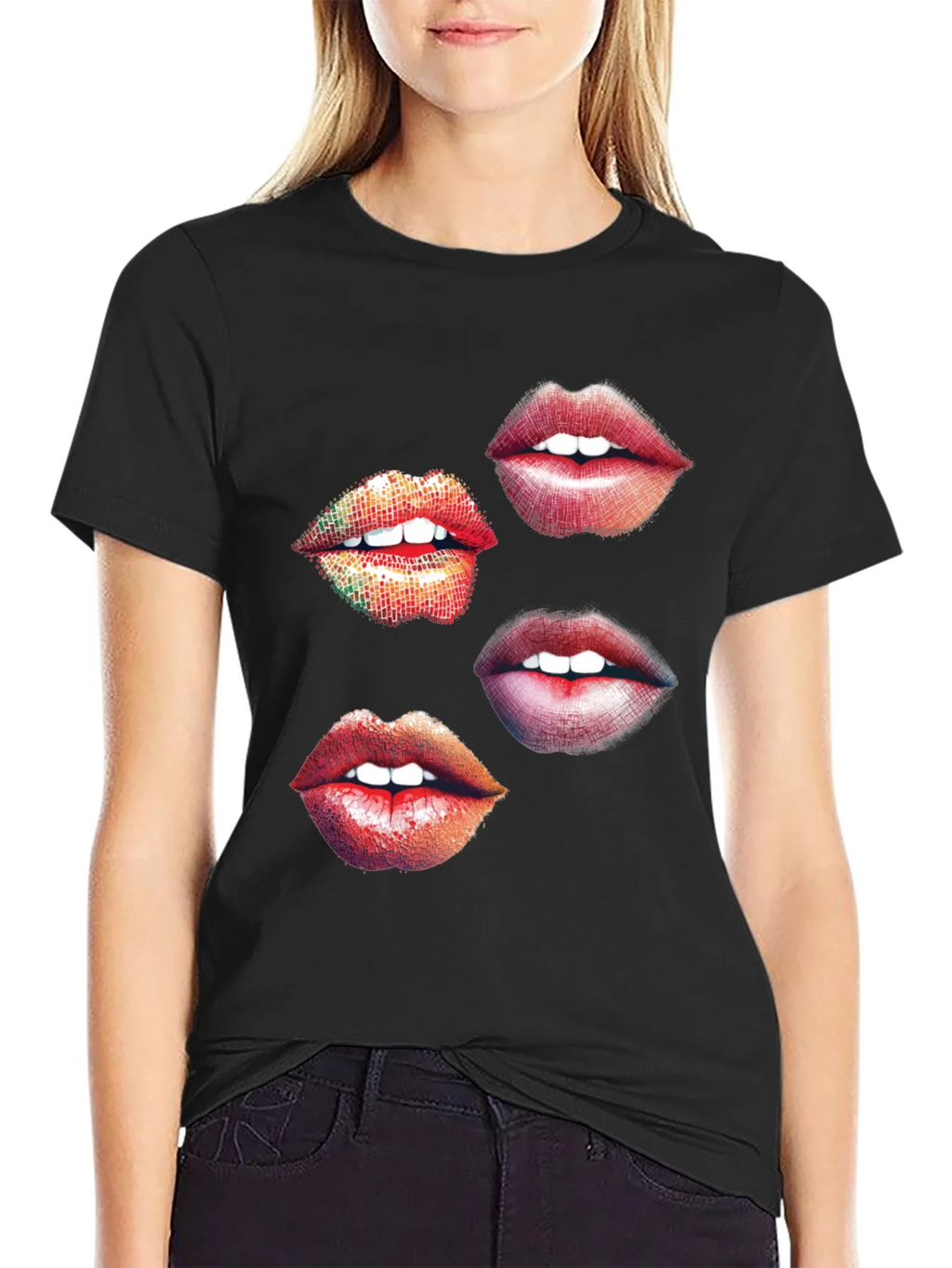 Lips Graphic Print Black T-Shirt product image 2