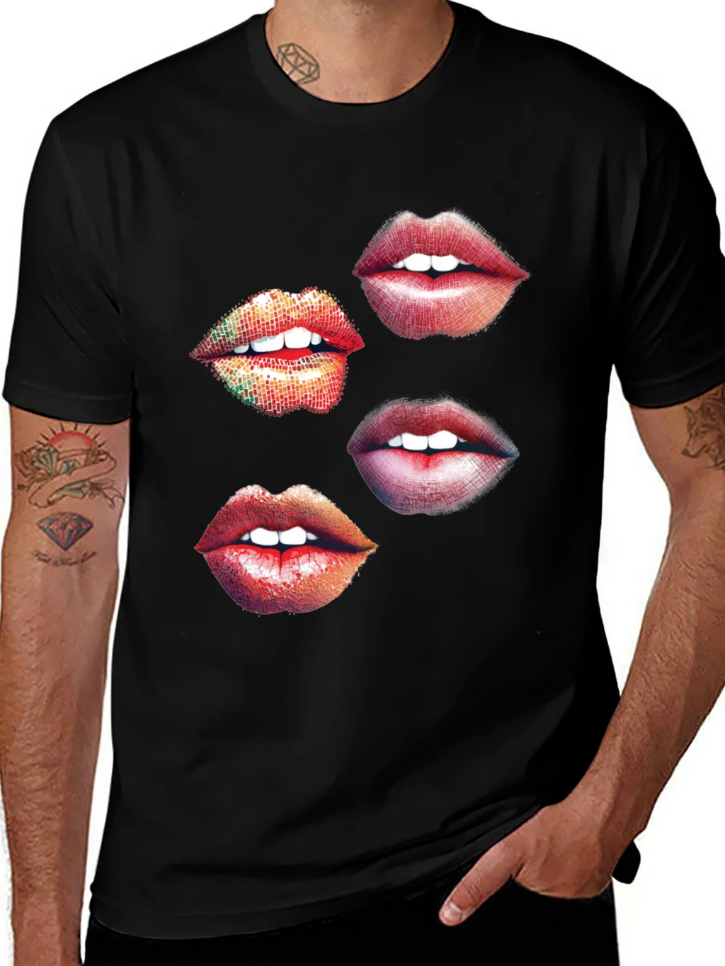 Lips Graphic Print Black T-Shirt product image 1