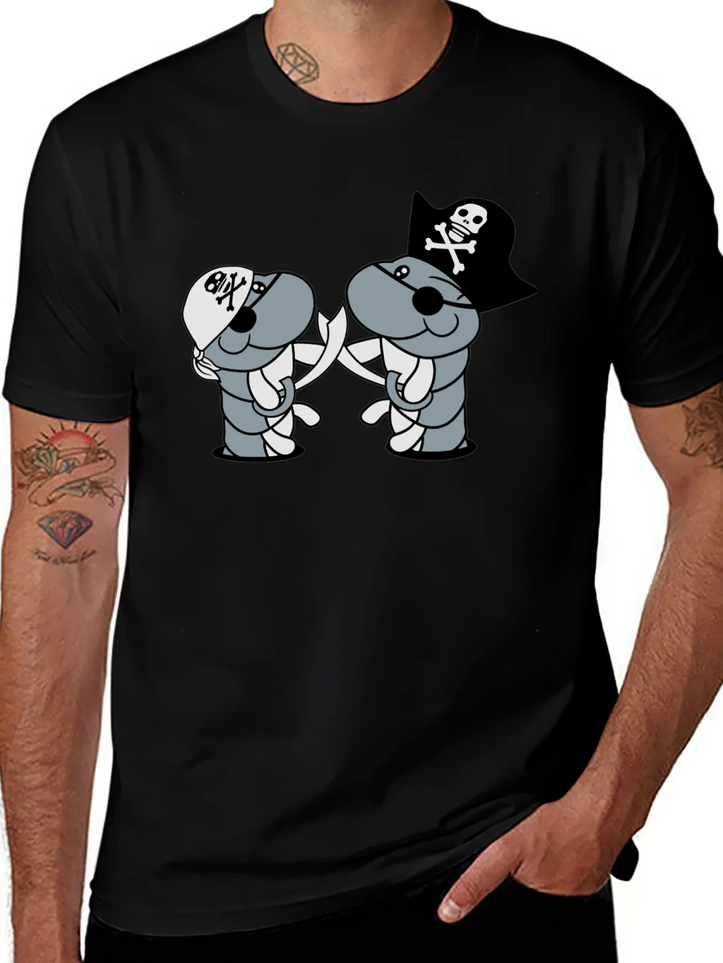 Pirate Cartoon T-Shirt - Black product image 1