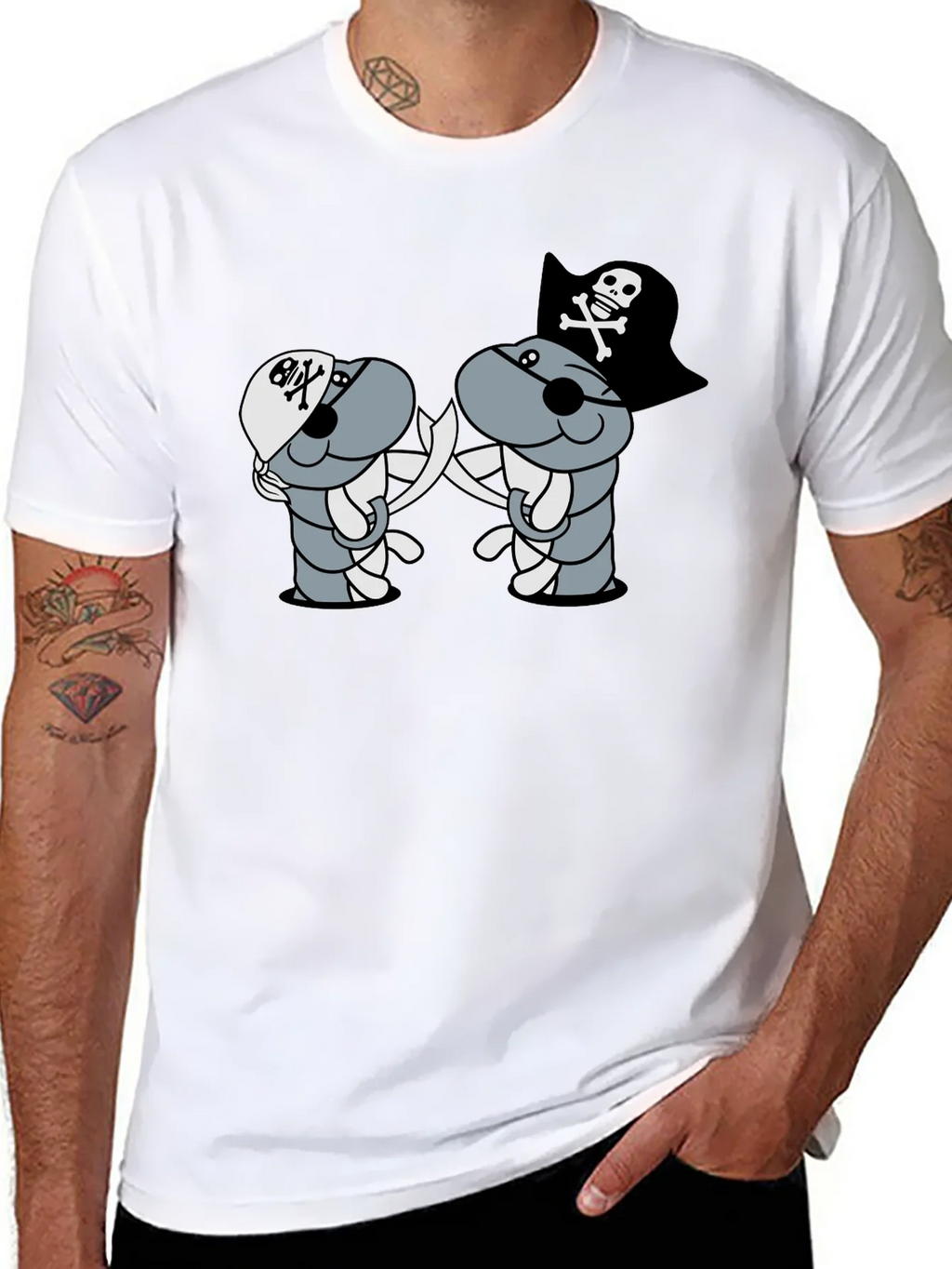 Pirate Cartoon T-Shirt - Black product image 7