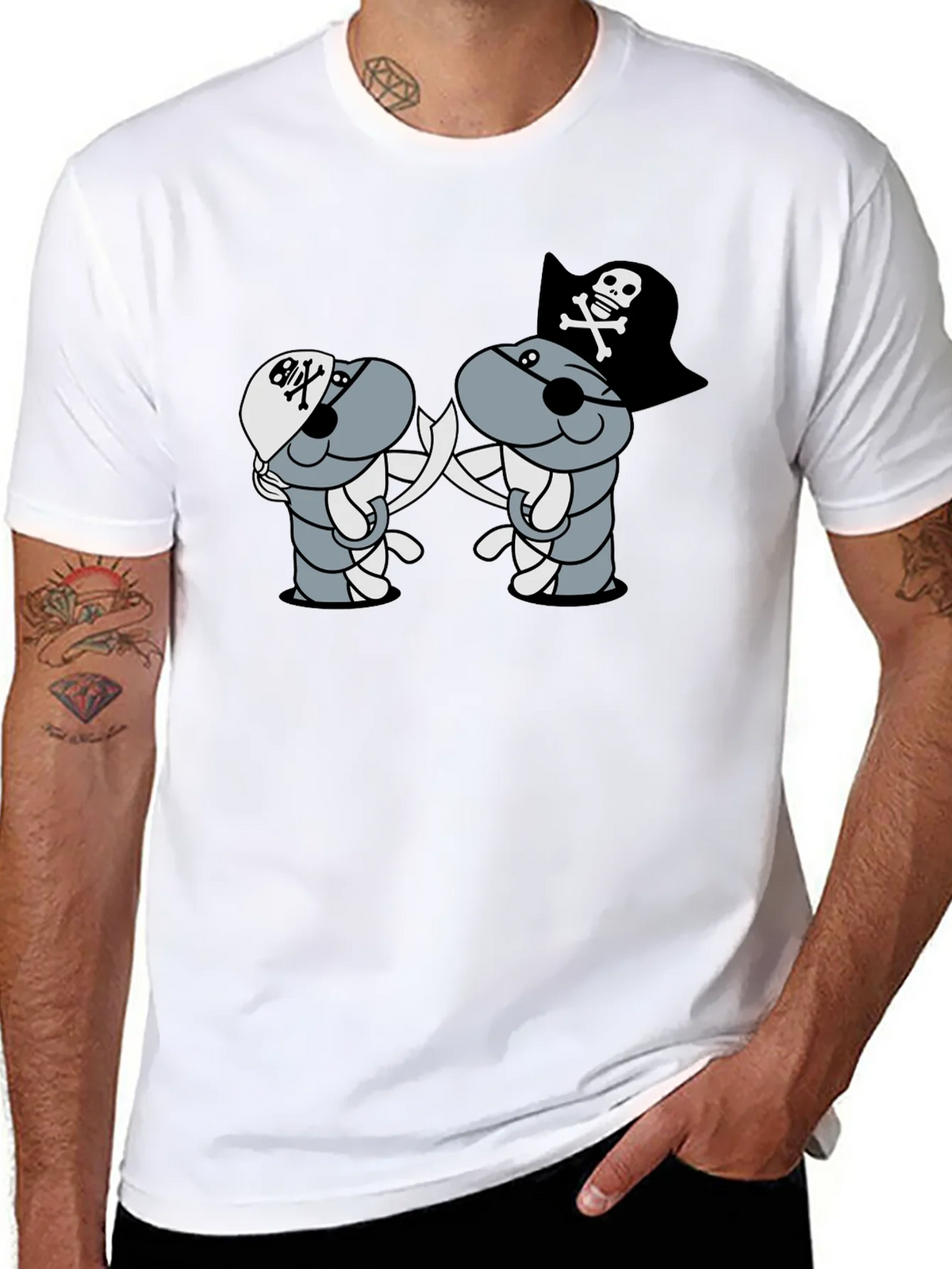 Pirate Cartoon T-Shirt - Black product image 7