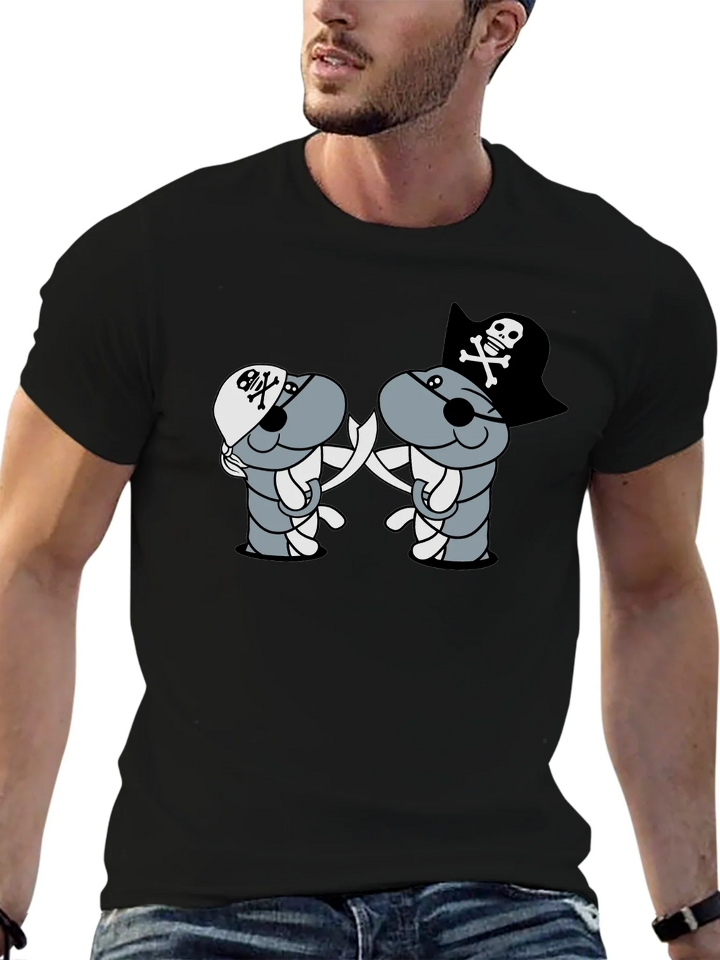 Pirate Cartoon T-Shirt - Black product image 6