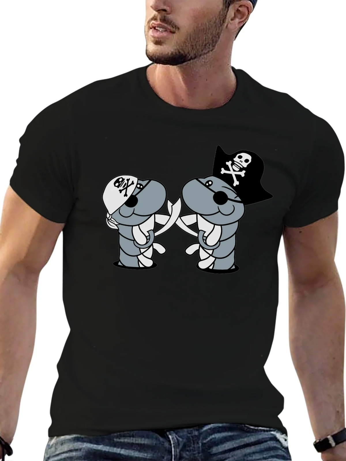 Pirate Cartoon T-Shirt - Black product image 6