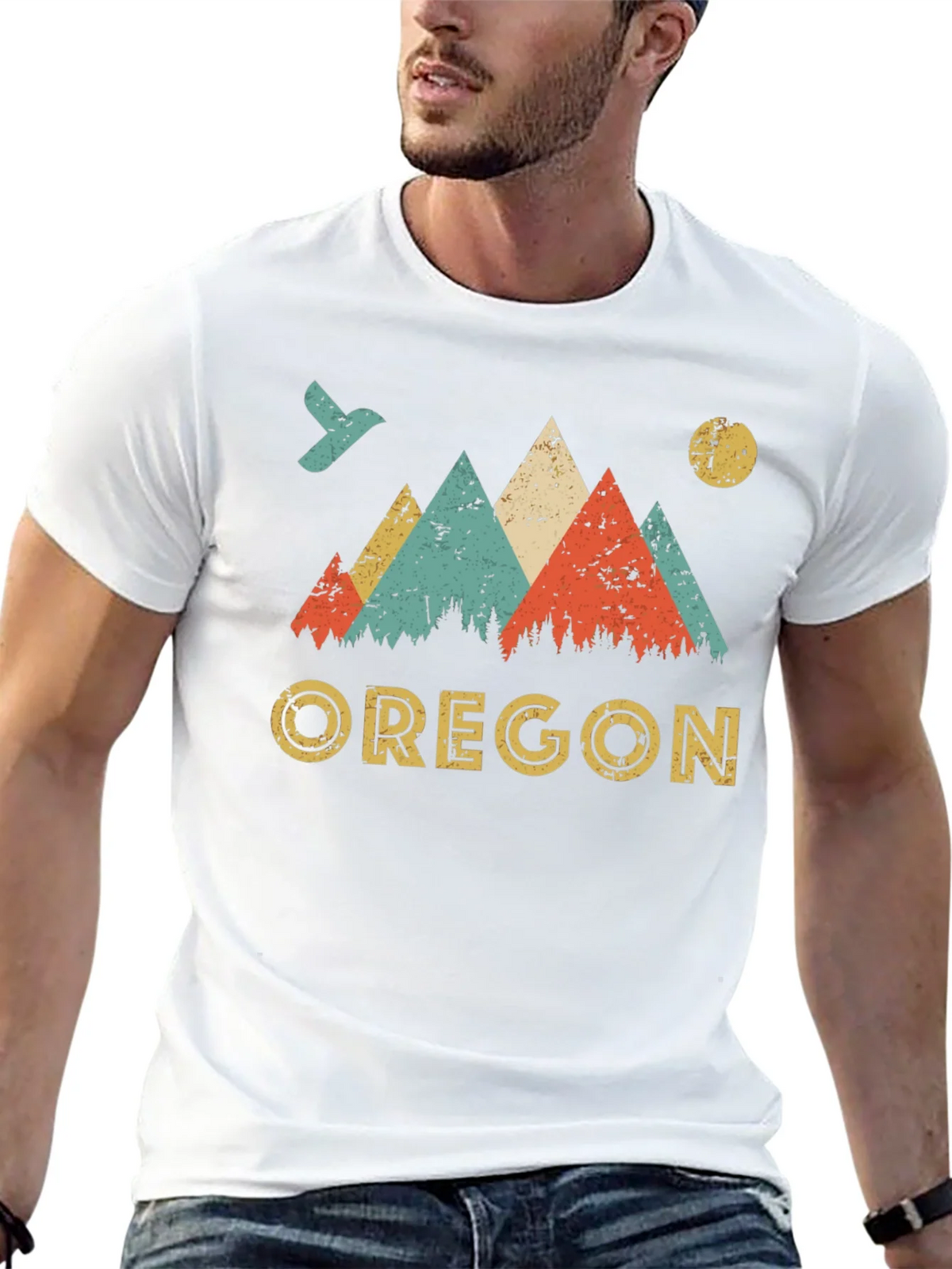 Oregon Mountains Retro Graphic T-Shirt product image 12