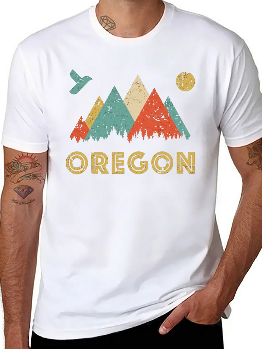 Oregon Mountains Retro Graphic T-Shirt product image 7