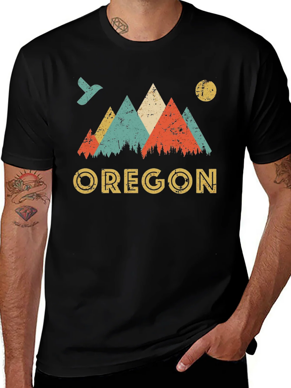 Oregon Mountains Retro Graphic T-Shirt product image 1