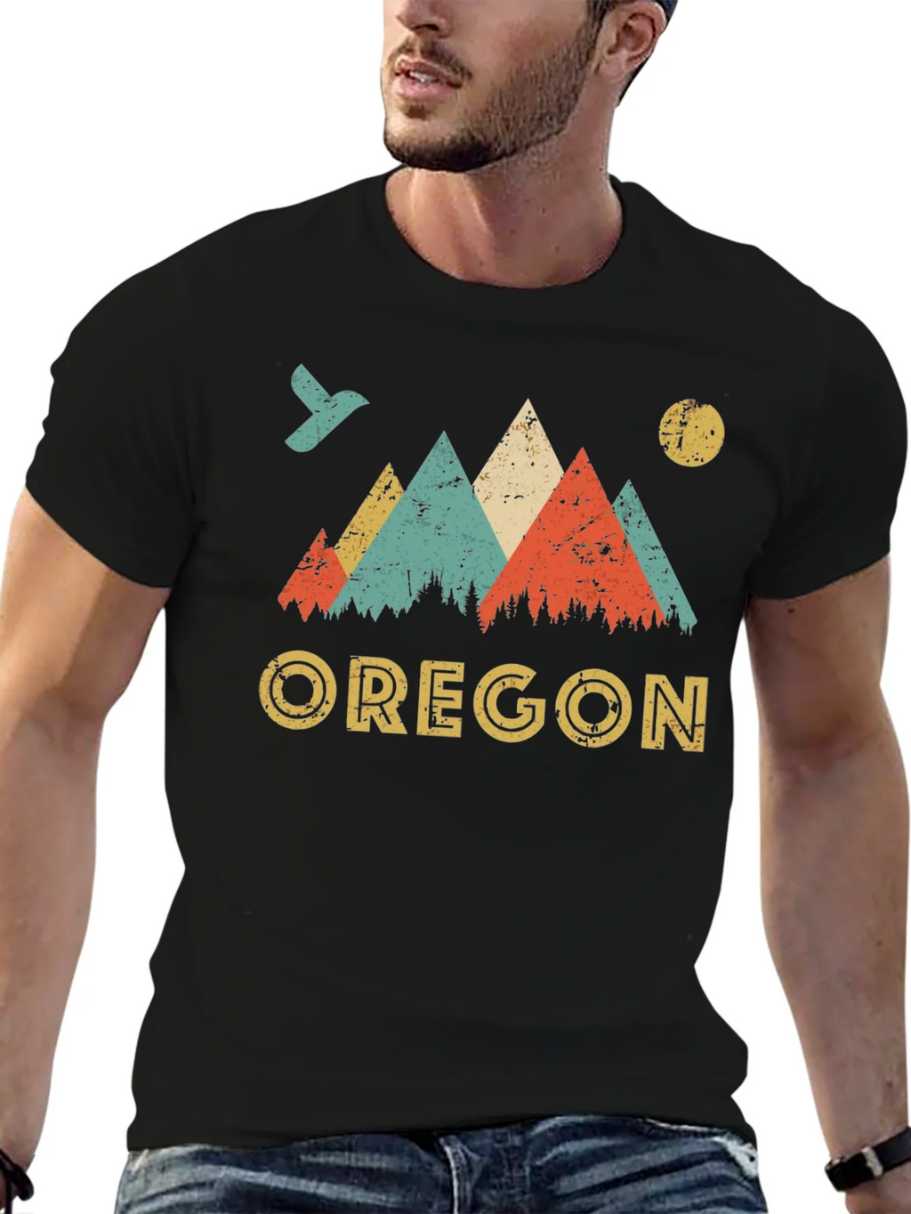 Oregon Mountains Retro Graphic T-Shirt product image 6